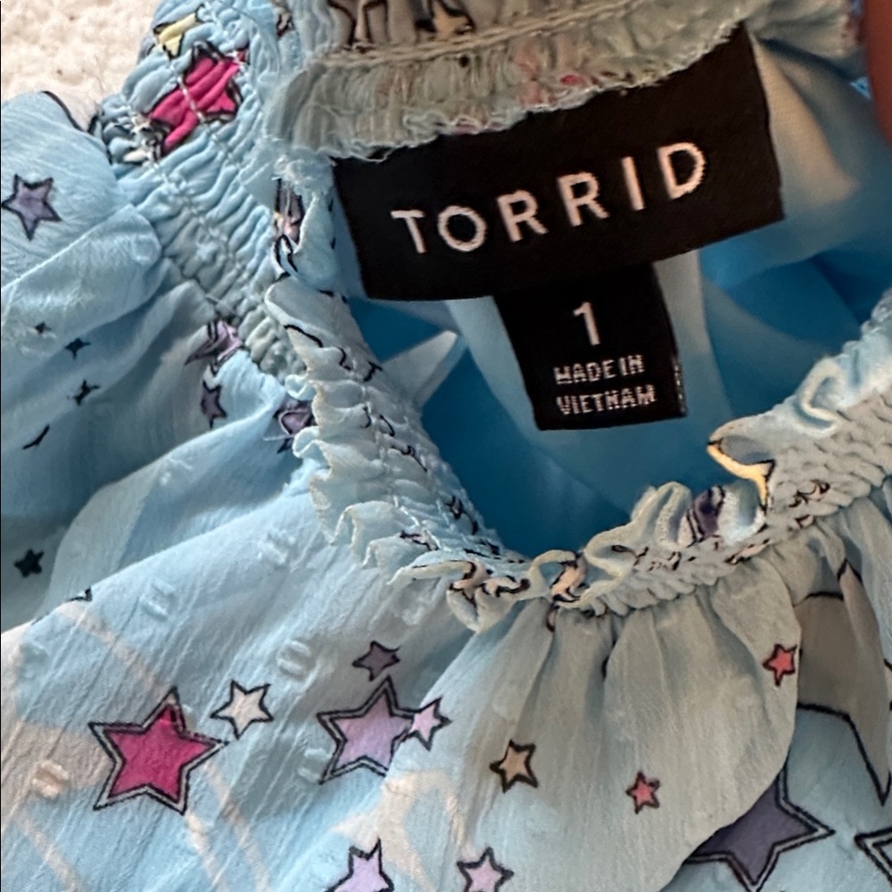 Torrid Mini Blouson Sleeve Mock Neck Skater Dress  "Cosmic Stars" Women’s 1X - Picture 4 of 8